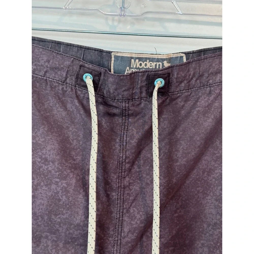Modern Amusement Mens Purple Marbled Swim Trunks Drawstring Mesh Lined Size M